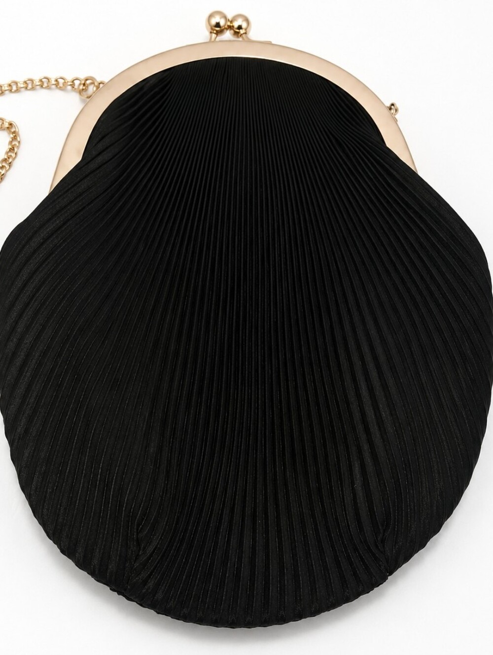 Claire's Black Pleated Wristlet with Gold Chain